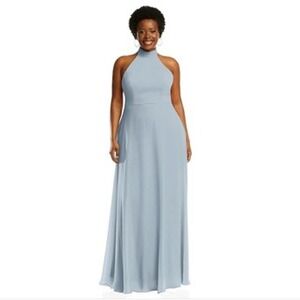 After Six Cameo Halter Grey Maxi Dress Evening‎ Gown Floor Length Size 8 R